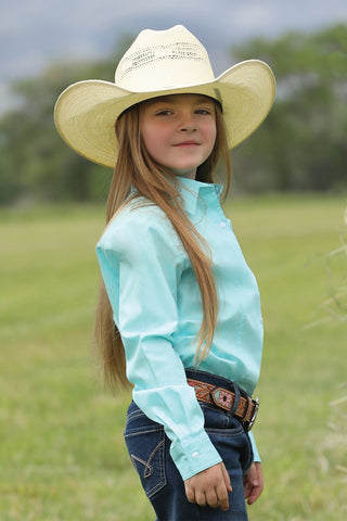Cinch Girl's Solid Turquoise Shirt