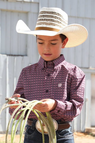 Cinch Boys Purple Geo Print Shirt