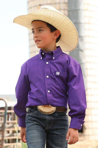 Cinch Boys Solid Purple Shirt