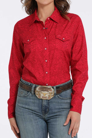 Cinch Women's Pink Floral Print Snap Shirt