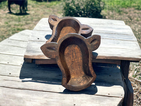Wooden Cow Head Bowl