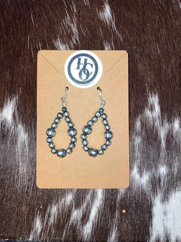 Genuine Sterling Silver Multi Bead Pearl Tear Drop Earring