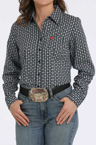 Cinch Women's Black Geo Print Shirt