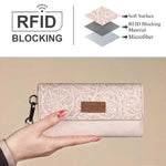 Wrangler Floral Tooled Tri-fold Wallet- Beige