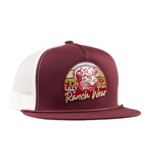 Lazy J Maroon & White Prickly Pear Cap