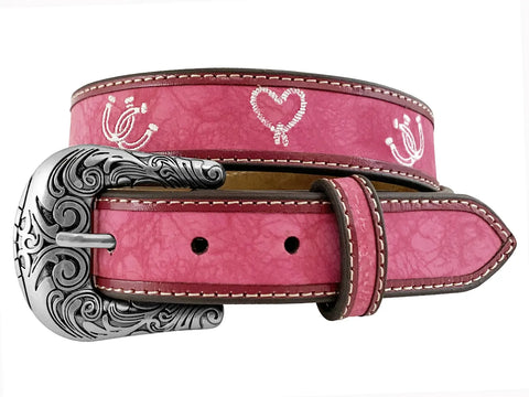 Roper Girls Pink Embroidered Horseshoes Belt