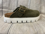 Very G Olive Suede Mule with Buckle