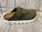 Very G Olive Suede Mule with Buckle
