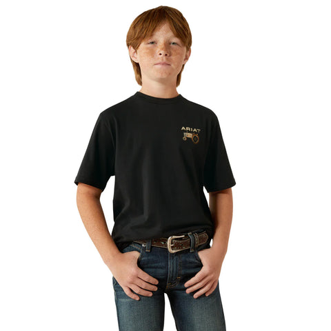Ariat Boy's Gramps Tractor Solid Black Tee