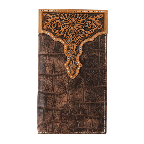 Ariat Croc Print Brown Leather Wallet