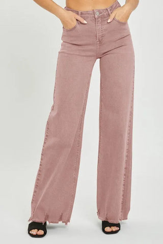 Risen Mauve High Rise Wide Leg Jeans