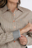 Cinch Women's Orange & Teal Print Shirt