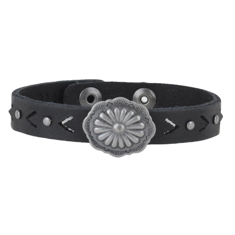 Thin Concho Bracelet-Black
