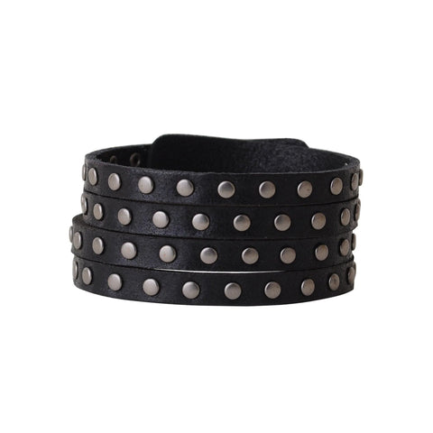 Studded Leather Cuff-Black