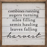 Harvest Combines Running Whitewash Sign
