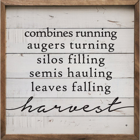 Harvest Combines Running Whitewash Sign