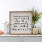 Harvest Combines Running Whitewash Sign