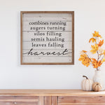 Harvest Combines Running Whitewash Sign