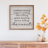 Harvest Combines Running Whitewash Sign