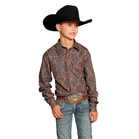 Cinch Boy's Brown Paisley Shirt