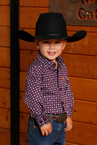 Cinch Infant Boy's Purple Geo Print Shirt
