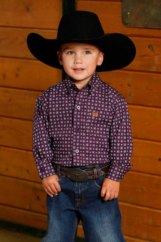 Cinch Toddler Boy's Purple Geo Print Shirt