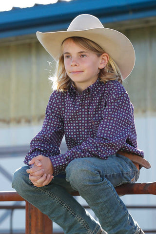 Cinch Boy's Purple Geo Print Shirt