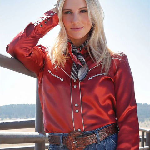 Cruel Women's Rust Satin Shirt