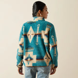 Ariat Women's Agave Turquoise Southwestern Print Berber 1/2 Snap Pullover