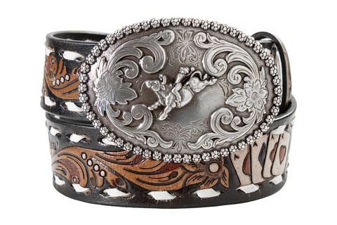 Nocona Boy's Tooled Cards Belt