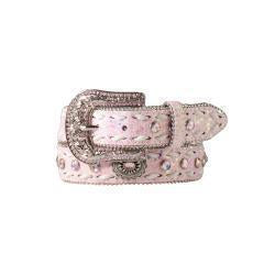 Angel Ranch Girl's PInk Glitter Crystal Buck Lacing Belt
