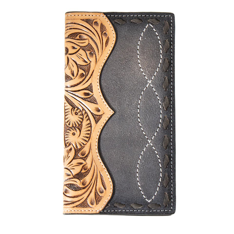 Black Roughout & Buck Laced Rodeo Wallet