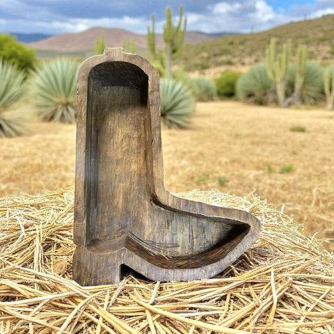 Wooden Cowboy Boot Bowl