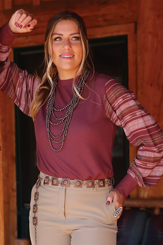Cinch Women's Burgundy Thermal Shirt