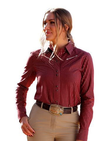 Cruel Women's Burgundy Stripe Shirt