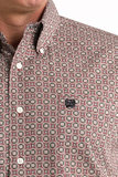 Cinch Men's Burgund Geo Print Shirt