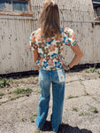 Risen High Rise Medium Wash Pintuck Detailed Wide Leg Jeans