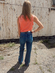 Risen High Rise Wide Leg Double Band Tummy Control Jeans