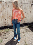 Risen High Rise Wide Leg Double Band Tummy Control Jeans
