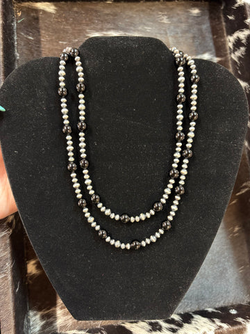 Pearl &Black Onyx Necklace