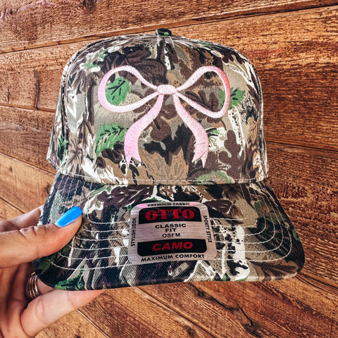Camo Ribbon Hat - Pink