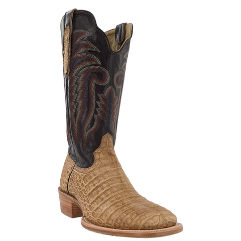 R. Watson Men's Chocolate Mestizo Saddle Caiman Belly Boot