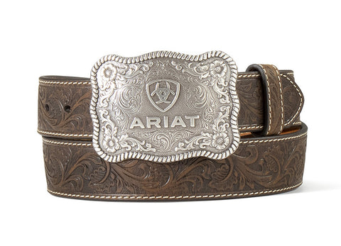 Ariat Men's Floral Aged Bark Brown Belt