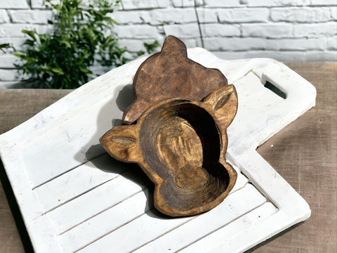 Mini Cow Head Wooden Bowl