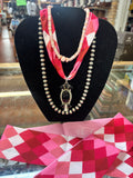 Pink Diamond Pattern Twilly Neck Scarf