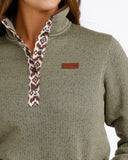 Cinch Women's Olive Polar Fleece Pullover