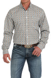 Cinch Men's White Geo Print Shirt