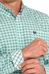 Cinch Men's Turquoise Geo Print Shirt