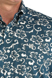 Cinch Men's Teal Flower Print Shirt