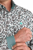 Cinch Men's White Paisley Print Shirt